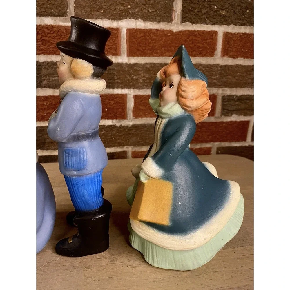 Vintage Ceramic Atlantic Mold Hand Painted Christmas Carolers Set 4 Holiday 9